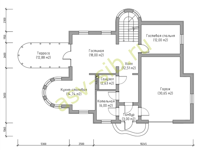 План первого этажа дома в стиле фэнтэзи по проекту П-199