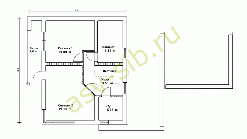 План второго этажа дома с гаражом, террасой и сауной П-215
