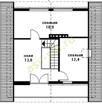 Двухэтажный дом из бетона по проекту П-83: планировка второго этажа