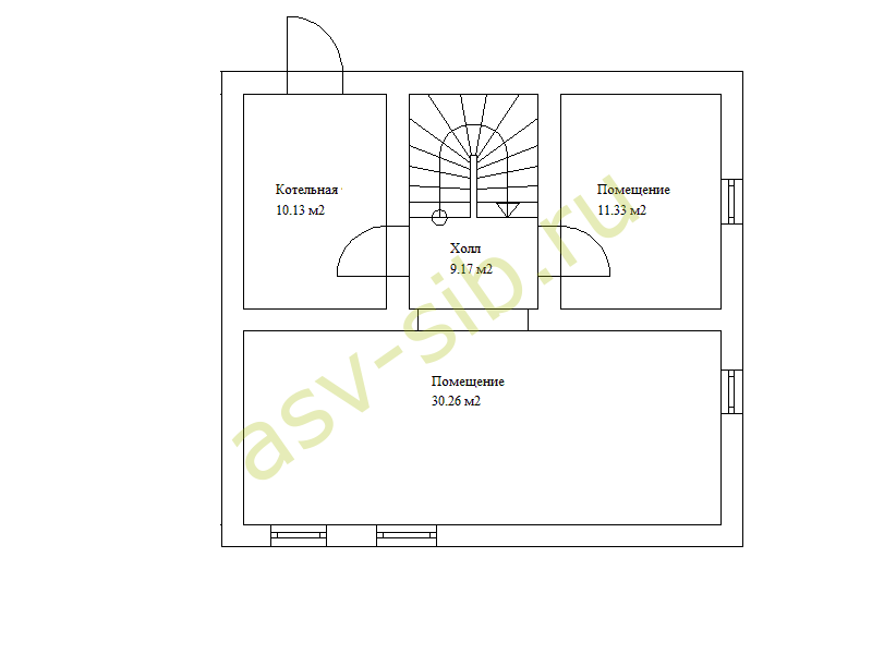 План цокольного этажа дома из клеёного бруса по проекту Б187-132